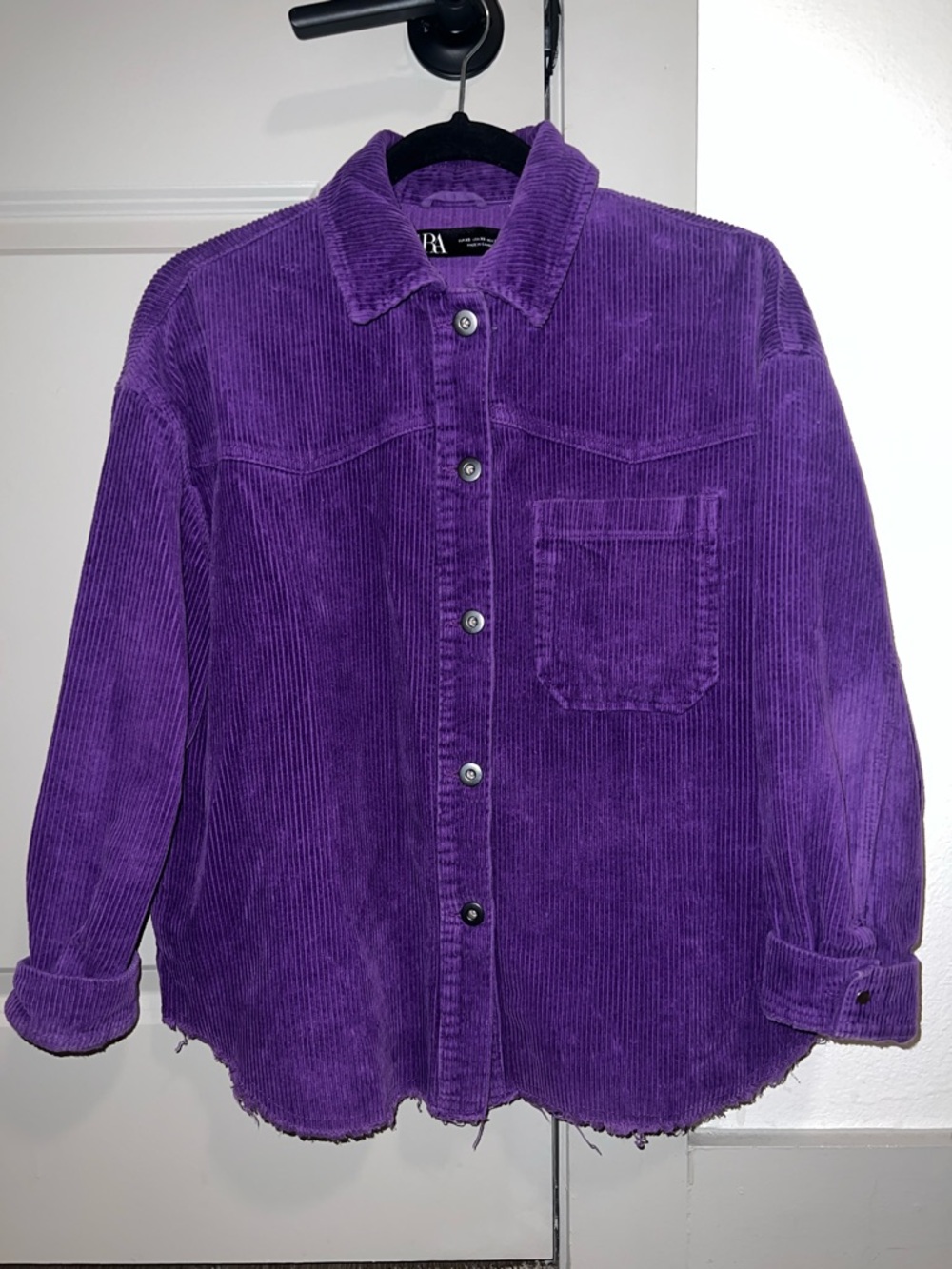 Zara Purple Corduroy Button-Up Shacket